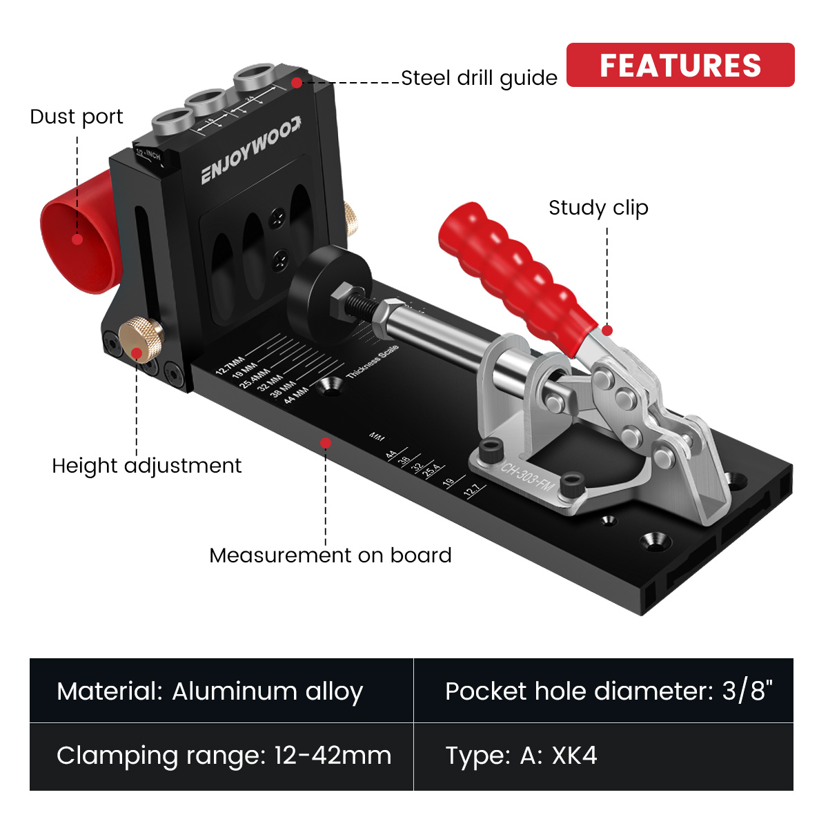 ENJOYWOOD XK4 Woodworking Incl - đánh giá và giá Pocket Hole Jig