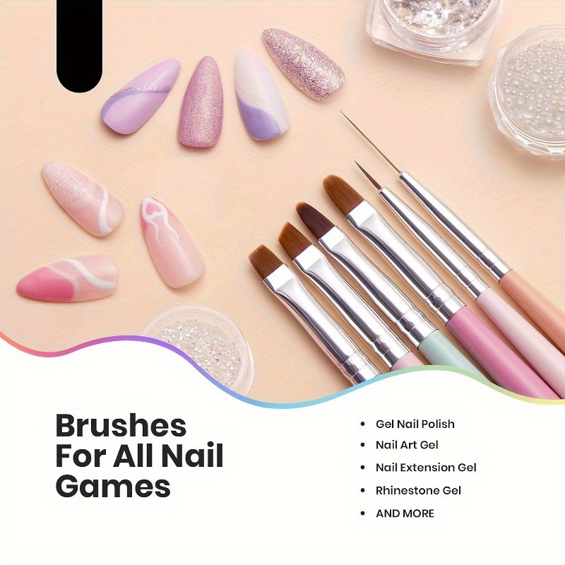 6pcs Nails Art Brushes Set Man - đánh giá và giá Chisel Set Wood