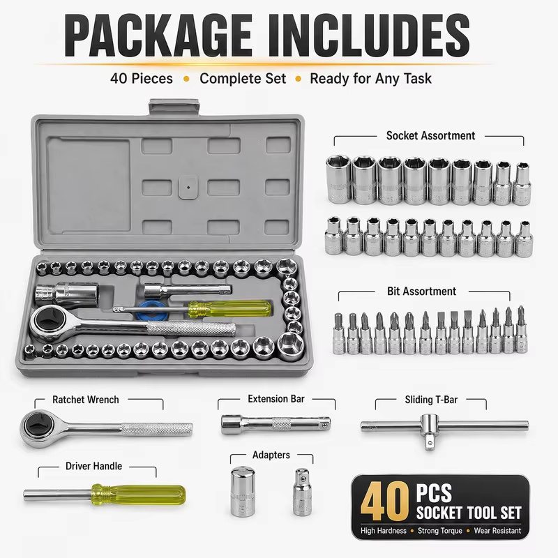 40-Piece Combination Socket Se - đánh giá và giá Tools For Motorcycle Workshop